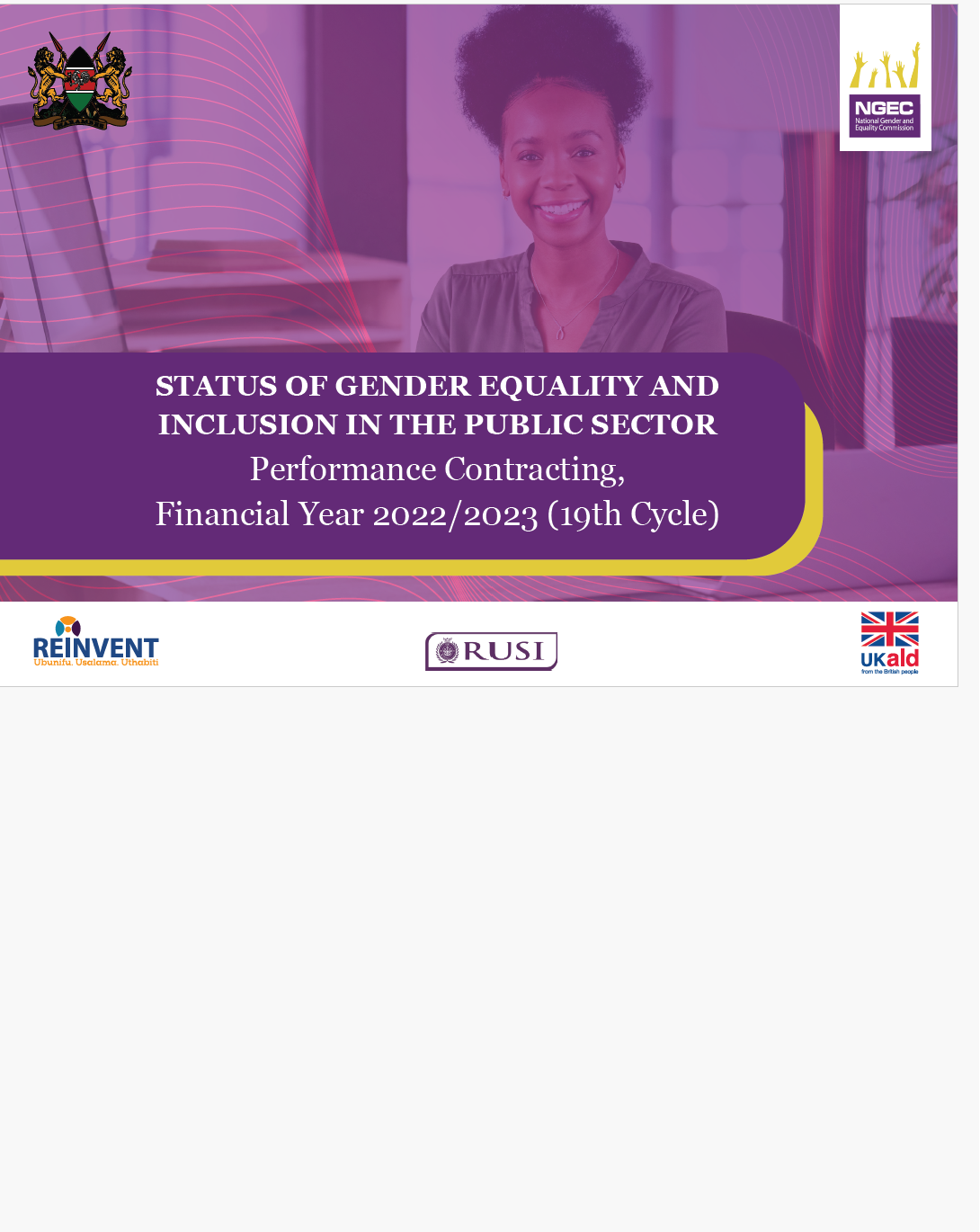 STATUS OF GENDER EQUALITY AND INCLUSION IN THE PUBLIC SECTOR